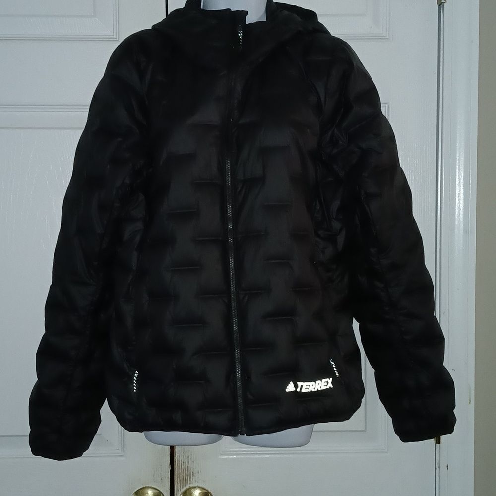 Adidas Terrex Women's Lite Down Hooded Puffer Jacket Style CY8770 Black Sz L